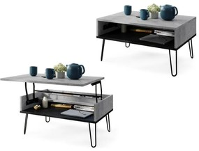 Măsuță de cafea cu blat rabatabil și raft HALIJA gri/negru