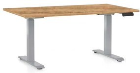 Masă înălțime reglabilă OfficeTech D, 120 x 80 cm, picioare gri, stejar auriu