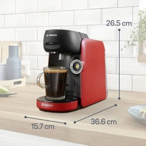Espressor cu capsule Bosch Tassimo Finesse TAS16B3, 1400W, 3.3 bar, 0.7 litri, Autocuratare, T-Discs, Intellibrew, 70 bauturi, Rosu