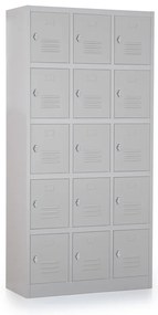 Dulap metalic - 15 cutii, 90 x 40 x 185 cm, blocare cu rotire, gri - ral 7035