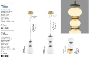 Pendul LED decorativ ceramic maro, albastru, alb, PALO