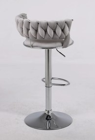 RESIGILAT- Scaun bar, rotativ, înălțime reglabilă, Catifea, Gri