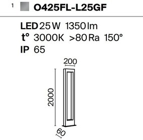 Stalp LED pentru iluminat exterior IP65 Bonn H-200cm