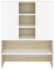 Dulap masina de spalat, alb si stejar sonoma, 70,5x25,5x90 cm alb si stejar sonoma