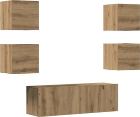 vidaXL Set dulap TV 5 piese montat pe perete Stejar artizanal
