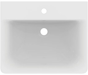 Lavoar suspendat alb 55 cm, dreptunghiular, orificiu baterie si preaplin, Ideal Standard Connect Cube 550x460 mm