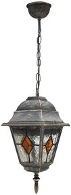 Pendul pentru exterior, inaltime reglabila, IP43, auriu antic, sticla Tiffany, Monaco 8184 RX