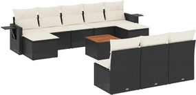 vidaXL Set canapele de grădină cu perne, 11 piese, negru, poliratan