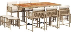vidaXL Set mobilier de grădină cu perne, 11 piese, bej, poliratan