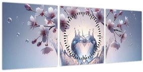 Tablou - Inimă de diamant (cu ceas) (90x30 cm)