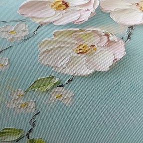 Tablou - Flori pe fundal albastru (120x50 cm)