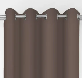 Draperie maro de o singură culoare, cu agățare pe inele Lungime: 250 cm