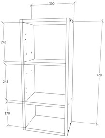 Corp haaus Zed, Suspendat, 1 Usa, Gri Lucios/Alb, MDF, L 30 x l 22 x 72 cm