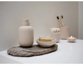 Organizator de baie bej, pentru dischete demachiante, din gresie ceramică Sensu – Zone