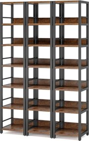 Biblioteca de colt, nuc/negru, 190x35x35 cm