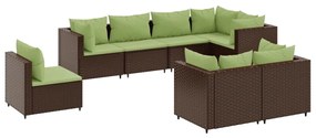 3308198 vidaXL Set mobilier de grădină cu perne, 8 piese, maro, poliratan