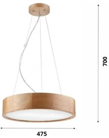 Lustră LED pe cablu Brilagi CARVALHO 3xE27/60W/230V stejar d. 47,5 cm