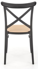 Scaun de bucaterie Nikola, ratan / negru
