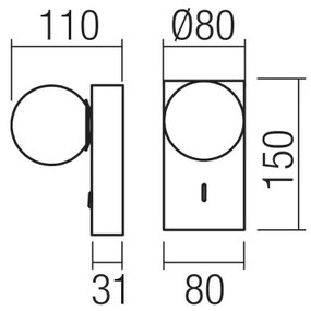 Redo 01-4658 - Aplică de perete LED NORMA LED/5W/230V CRI 90 USB bronz