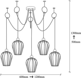 Lustră de 5 becuri Opviq lights, negru