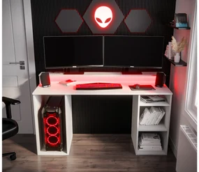 Masă PC pentru gaming Garrick 1 (biely) (cu iluminat LED RGB). 1064133