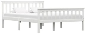 283217 vidaXL Cadru de pat, alb, 140 x 200 cm, lemn de pin masiv
