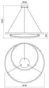 Redo 01-1890 - Lustră LED TORSION, reglabilă (dimmabilă), suspendată pe cablu, LED/35W/230V, Ø 75 cm, albă