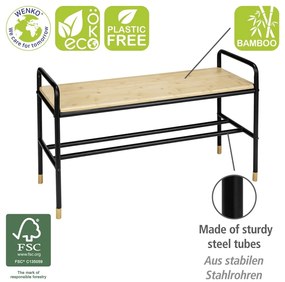 Pantofar negru/natural cu bancă din metal Loft – Wenko