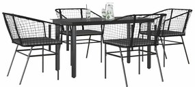 vidaXL Set de sufragerie de grădină 5 piese neagră Sticlă Poly Rattan