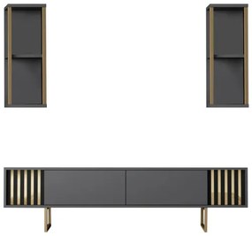 Set de mobilier pentru living Gold, Antracit- Auriu