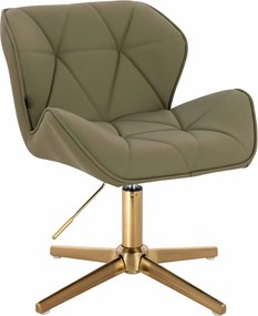 HR111CROSS Scaun Khaki Piele Ecologica Premium Soft cu Bază Aurie