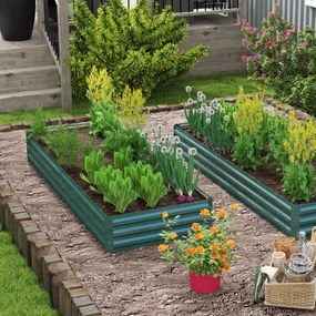 Outsunny Pat Suport de Gradina Inaltat din Metal de Exterior, Suport pentru Plante, Flori si Ierburi Aromatice, Verde | Aosom Romania