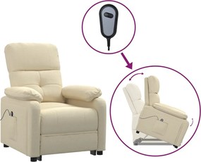 vidaXL Fotoliu cu ridicare, crem, material textil