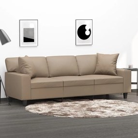 3153070 vidaXL Canapea cu 3 locuri, perne&pernuțe cappuccino 180 cm piele eco