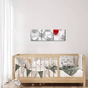 Tablou cu abstracție - cub cu bilă (cu ceas) (90x30 cm)