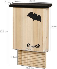 PawHut Set de 3 Adăposturi pentru Liliac din Lemn de Brad pentru Exterior, 25x6x37.5 cm, Lemn Natural | Aosom Romania