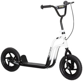 AIYAPLAY Monopatin pentru Copii 5-12 Ani cu Roți Mari de 30cm și Ghidon Reglabil, Monopatin pentru Copii din Oțel cu Frână Posterioară, Suport, Alb și Negru | Aosom Romania