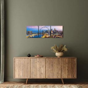 Tablou - Singapore, Asia (cu ceas) (90x30 cm)