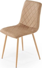 Scaun K525, bej/stejar, stofa catifelata/metal, 45x55x89 cm