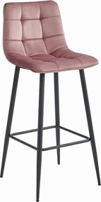 Scaun de bar ARCETO VELVET cu picioare negre, roz
