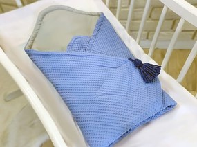 Pătură de înfășat de lux Baby Nellys, material fagure cu stea, 75 x 75 cm - albastru