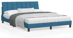 3207859 vidaXL Cadru de pat cu tăblie, albastru, 160x200 cm, catifea