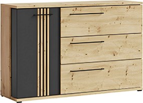 Comoda MOLTO ML12, stejar artisan/negru, PAL, 130x37x86 cm