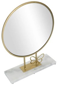 Oglinda decorativa aurie din metal si marmura, 30x39,5x9 cm, Butterfly Mauro Ferretti