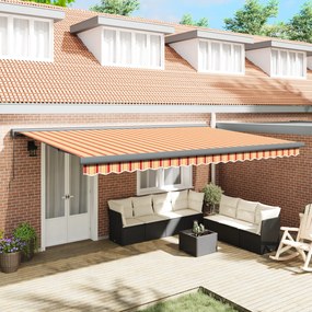 vidaXL Marchiză manuală retractabilă galbenă și portocalie 500x300 cm