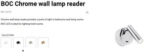Aplica moderna cu reader LED design minimalist BOC chrome