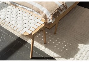 Pat matrimonial alb/în culoare naturală din lemn masiv de stejar 180x200 cm Fawn – Gazzda