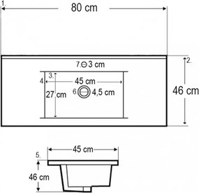 Dulap inferior Porto 80 cu lavoar rauna alb-ulm