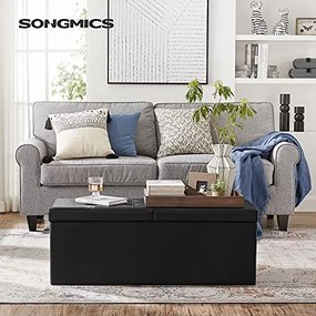 Bancuta hol cufar cu depozitare, Songmics, Negru, 110x38x38 cm