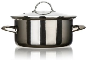 Banquet Oală emailată METALLIC Black 20 cm, 2 l,cu capac, 20 cm